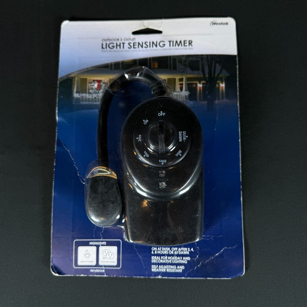 Westek TM142DOLB Outdoor Light Sensing Daily Timer Duel Outlet Black